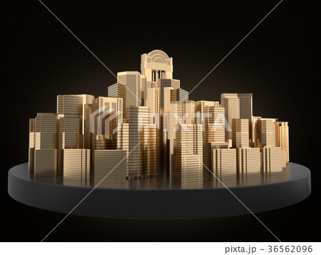 gold building model, golden city.3D Rendering 36562096