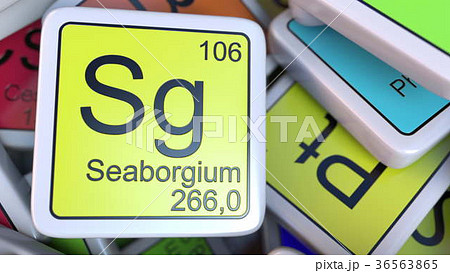 Seaborgium Sg block on the pile of periodic table Seaborgium Sg block on the pile of periodic table 36563865
