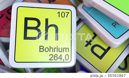 Bohrium Bh block on the pile of periodic table of Bohrium Bh block on the pile of periodic table of 36563867
