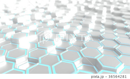 Futuristic silver and blue hexagonal prisms Futuristic silver and blue hexagonal prisms 36564281