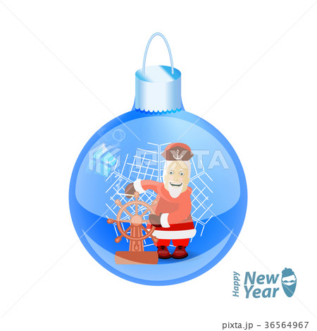 santa claus captain with a ship steering 36564967