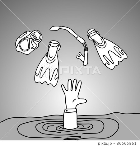 Businessman drowning in the sea  36565861