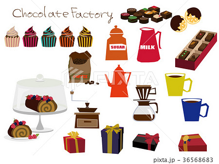 チョコレートの素材集 コーヒーセット チョコレートギフトの素材 のイラスト素材