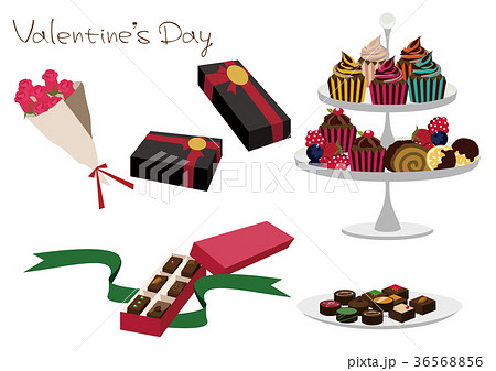 カップケーキの素材 チョコレートの素材 バレンタインデーの素材 のイラスト素材