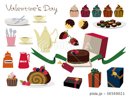 チョコレートの素材のセット ハッピーバレンタイン デザイン素材集 のイラスト素材
