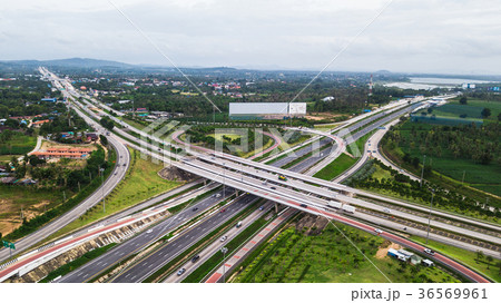 over Road city highway  - Bird eye viwe -Top view 36569961
