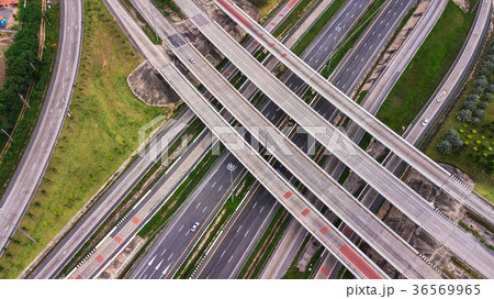 over Road city highway - Bird eye viwe -Top view over Road city highway - Bird eye viwe -Top view 36569965
