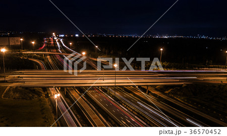 over Road city highway at night - Top vie 36570452