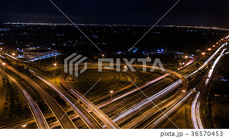 over Road city highway at night - Top vie over Road city highway at night - Top vie 36570453
