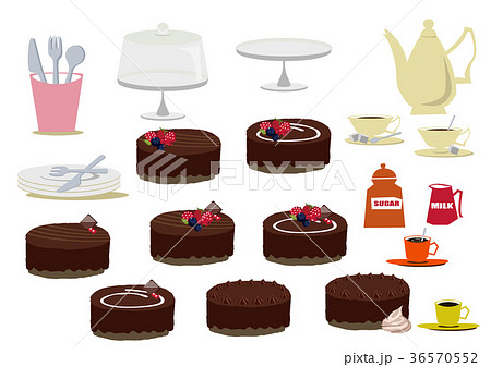 チョコレート チョコレートケーキのバリエーション ホールケーキ のイラスト素材
