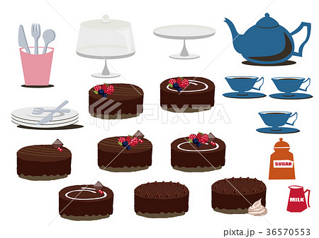 チョコレート チョコレートケーキのバリエーション ホールケーキ のイラスト素材