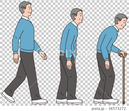一個男人用拐杖和一個健康的行走的人 36573272