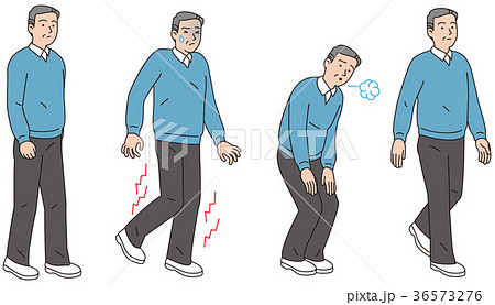 歩行中に脚に痛みが走った中年男性 歩行中に脚に痛みが走った中年男性 36573276