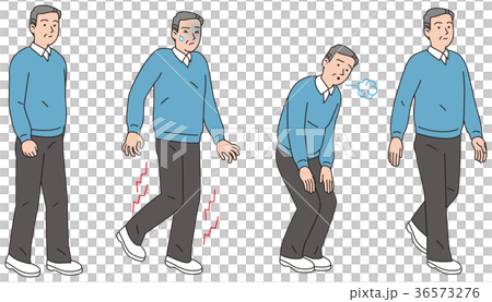 歩行中に脚に痛みが走った中年男性 歩行中に脚に痛みが走った中年男性 36573276