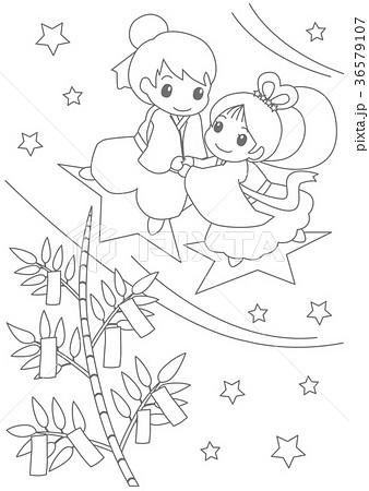Tanabata Coloring Page Stock Illustration