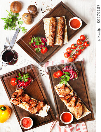 Shish kebabs views from above top Different types 36579187
