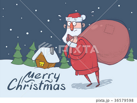 Christmas card of funny confused Santa Claus with 36579598