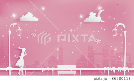 Lonely girl walking through the snow Lonely girl walking through the snow 36580113