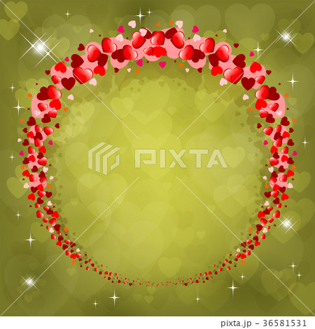 wreath of hearts on a green background wreath of hearts on a green background 36581531
