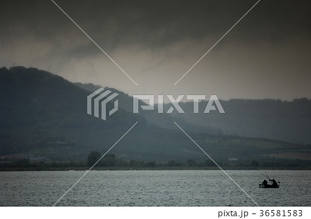Storm and Rain over lake, France 36581583