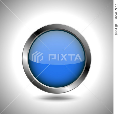 Blue round button with chrome frame 36581977