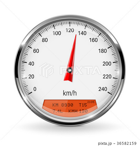 Speedometer. Round gage with metal frame 36582159