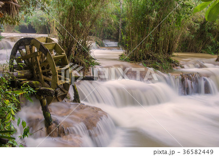 Flash flood in Waterfall at Tat Kuang Si ,Laos 36582449