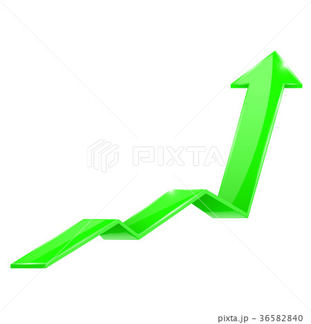 Green arrow. Financial sign, rising trend 36582840