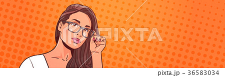 Portrait Of Beautiful Woman Wearing Glasses Over 36583034