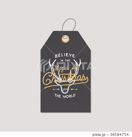 Merry Christmas and New Year gift tag. Holiday 36584754