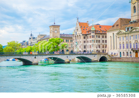 View of the historic city center of Zurich with 36585308