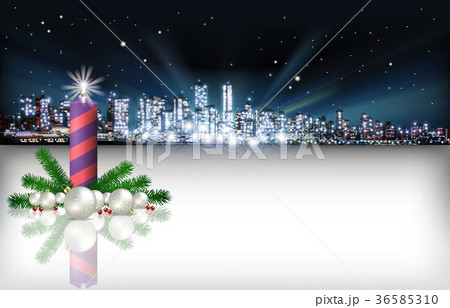 Abstract Christmas greeting silhouette of city 36585310