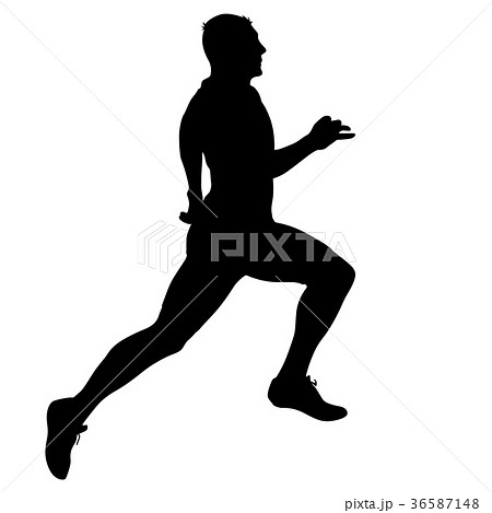 Black Silhouettes Runners sprint men on white 36587148