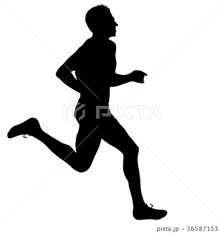 Black Silhouettes Runners sprint men on white 36587153