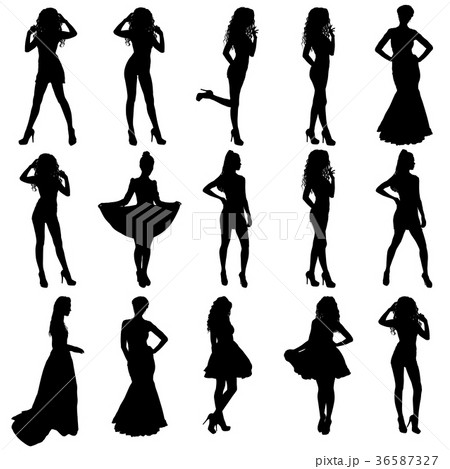 Beautiful fashion girl silhouette on a white  36587327