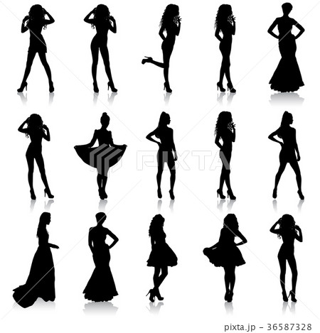 Beautiful fashion girl silhouette on a white 36587328