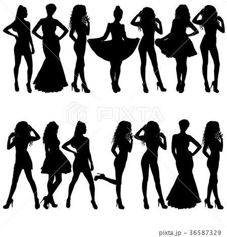 Beautiful fashion girl silhouette on a white  36587329