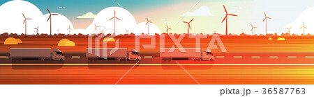 Big Semi Truck Trailers Driving Road Over Nature 36587763