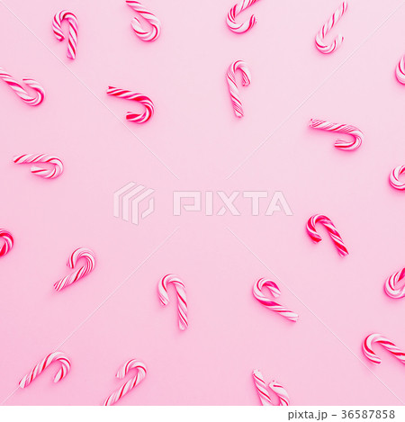 Christmas candy canes on pink background, fame Christmas candy canes on pink background, fame 36587858