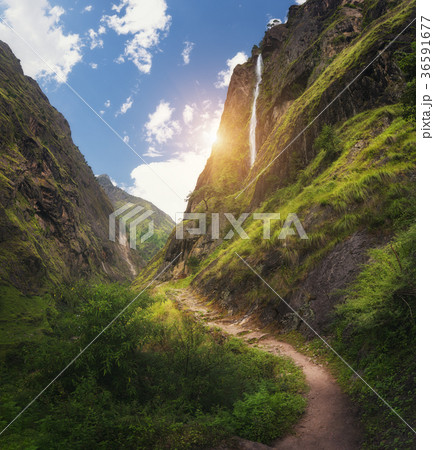 amazing Himalayan mountains with waterfall amazing Himalayan mountains with waterfall 36591677