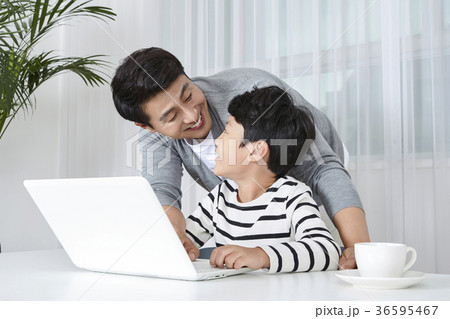 Young father's good teacher for son - playing guitar, reading storybook, etc. 264 36595467