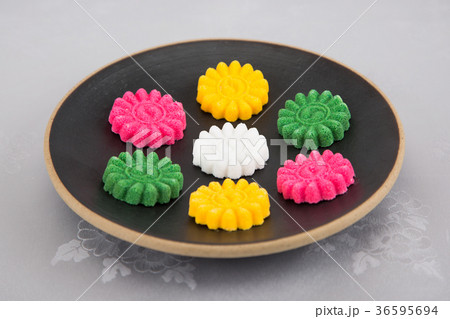Isolated shot in studio - the Korean traditional colorful refreshments. 025 36595694