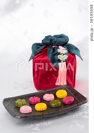 Isolated shot in studio - the Korean traditional colorful refreshments. 040 Isolated shot in studio - the Korean traditional colorful refreshments. 040 36595698