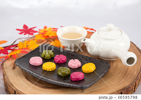 Isolated shot in studio - the Korean traditional colorful refreshments. 029 36595798