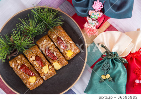 Isolated shot in studio - the Korean traditional colorful refreshments. 139 Isolated shot in studio - the Korean traditional colorful refreshments. 139 36595985