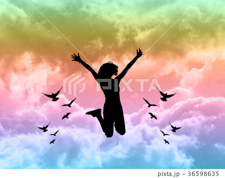 Happy girl jumping Happy girl jumping 36598635