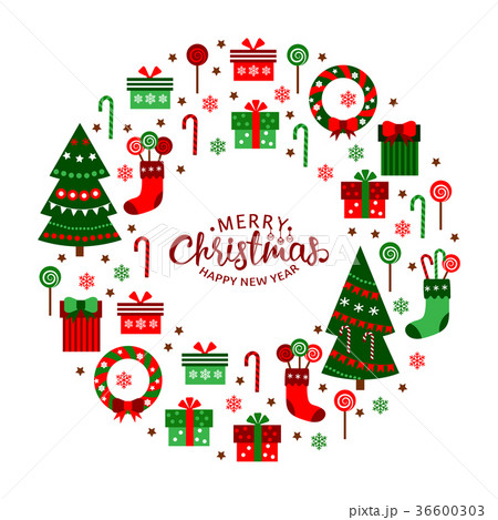 Christmas flat icons in a circle. Merry Christmas 36600303