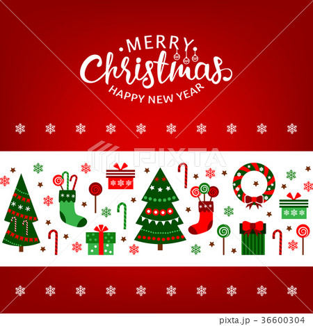 Merry Christmas vector greeting card with Xmas 36600304