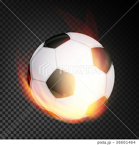 Football Ball In Fire Vector Realistic. Burning Football Ball In Fire Vector Realistic. Burning 36601464
