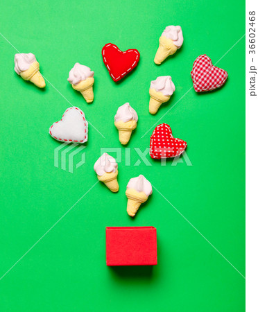 Valentines Day heart shapes and marshmallows 36602468